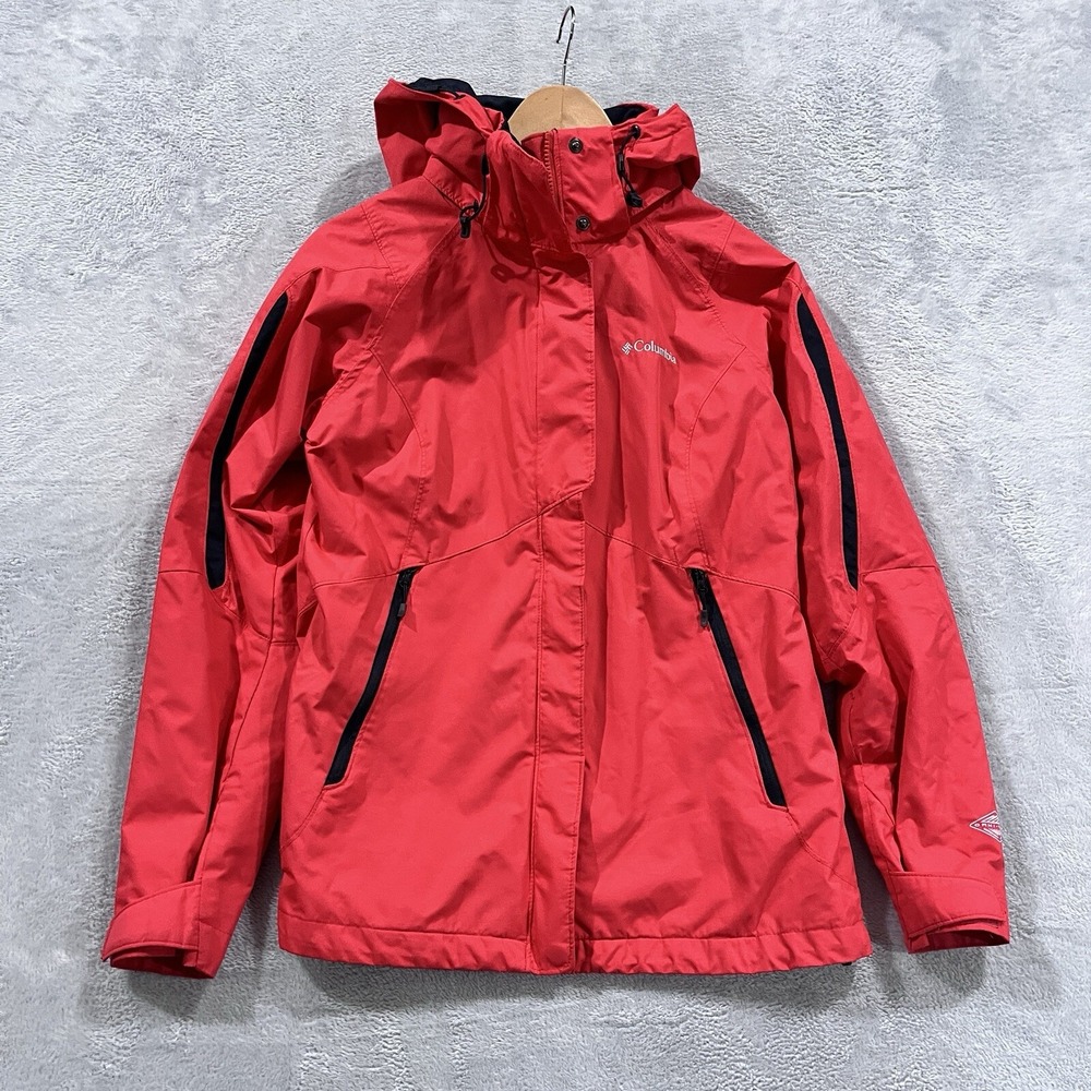 Columbia Rain Jacket Women Small Omni Tech Nylon Full Zip Hooded Waterproof Ski